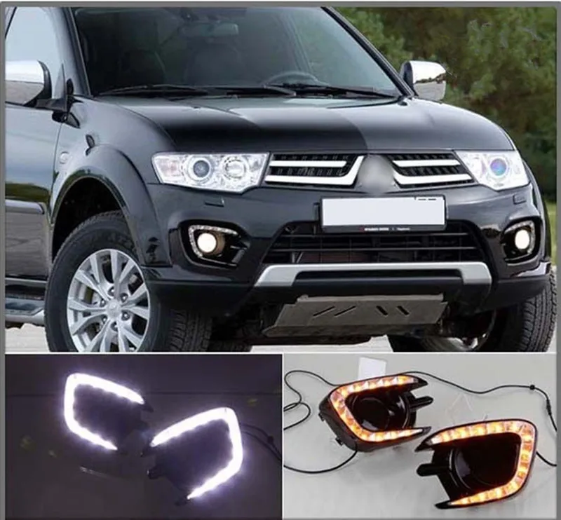12v LED Car DRL Daytime Running Lights With Fog Lamp Yellow Turn Signal