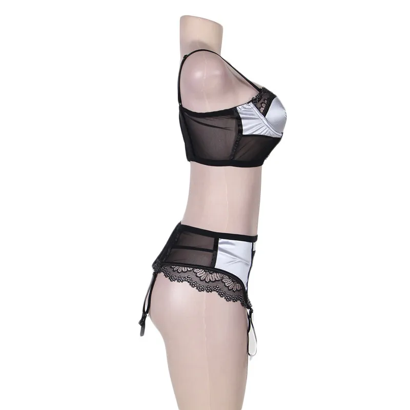 Comeonlover плюс размер, Комплект подвязок для нижнего белья, кружевной комплект экзотического нижнего белья, комплект из 3 предметов на косточках, женский сексуальный комплект, эротический RE80093