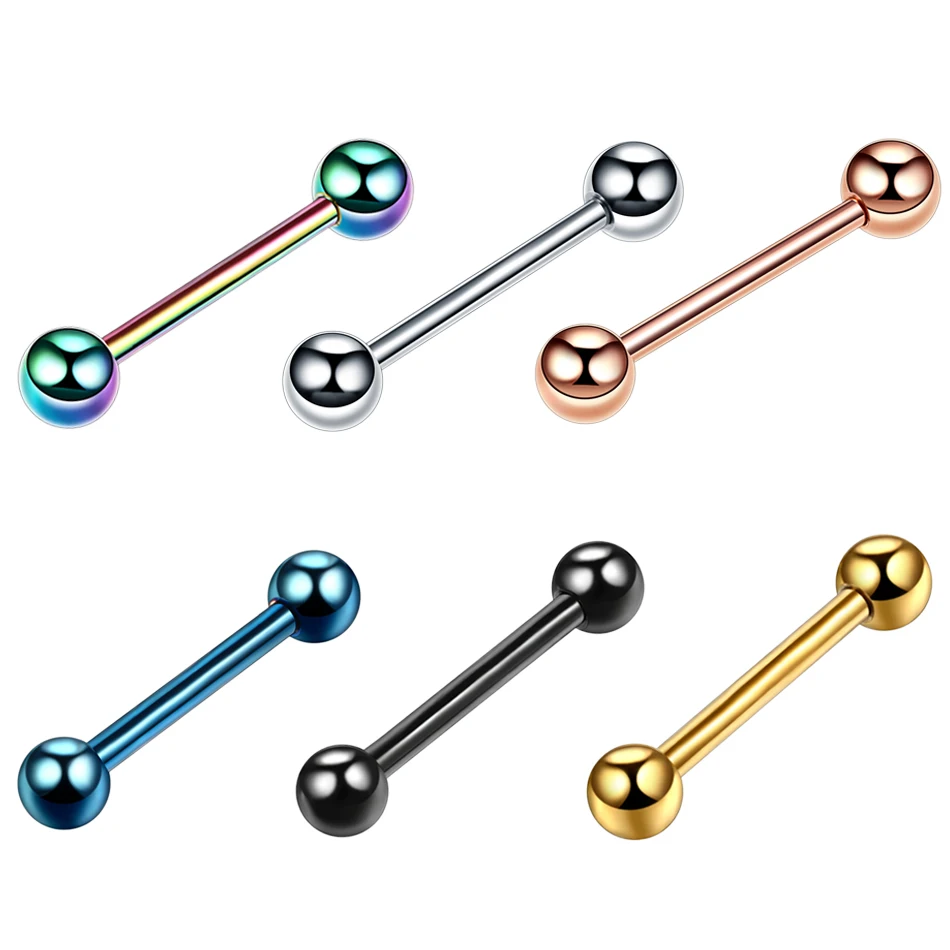 

1PC Titanium Anodized Tongue Rings Piercing Colorful Tongue Barbell Rings Stainless Steel Nipple Barbell Body Fashion Jewelry