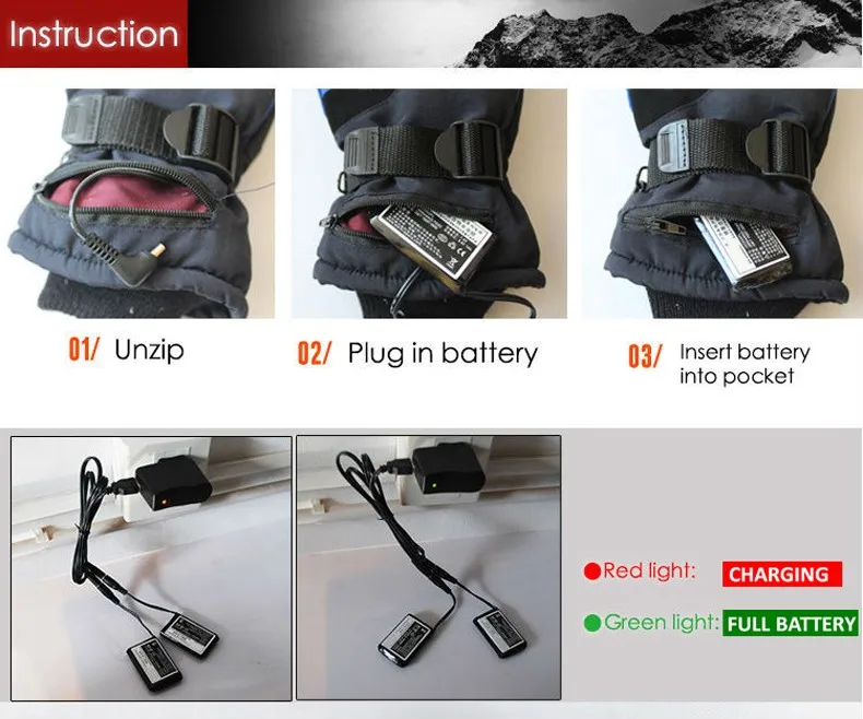 3.7V Outdoor Sports Fun Electric Heated Gloves