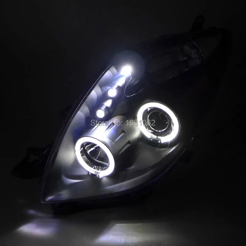 

For Toyota Yaris LED Angel Eyes head Lamp 2005 to 2012 year Black Color
