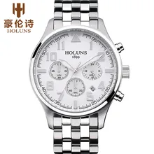 HOLUNS Sport Cool Luminous Hands Design Mens Wrist Watches Chronograph Army Watch Date Display Military Business Clock Best Gift