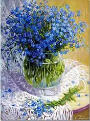 MaHuaf-W1355 blue Forget-me-nots coloring by numbers on canvas hand painted cuadros picture painting for wall decor 