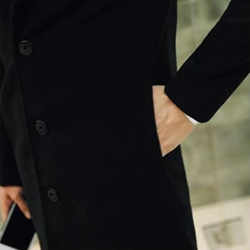  2019 New Mens Fashion Solid Color Boutique Casual Long Woolen Coat / High-end Leisure Business Male