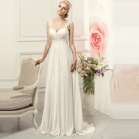 Simple Spaghetti Straps Chiffon Wedding Dresses Customized Bohemian Empire Bridal Gown White/Ivory Vestido de Novia 2020 1