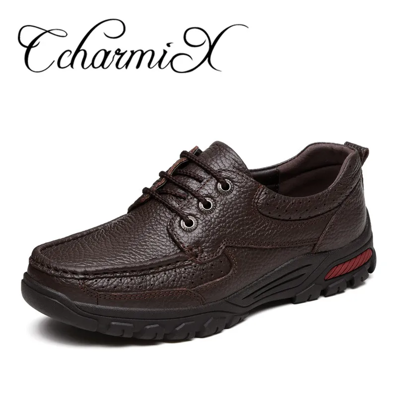 

CcharmiX Genuine Leather Men's Business Shoes Large Size 38-48 Fashion Handmade Men Formal Flats High Quality Male Moccasins