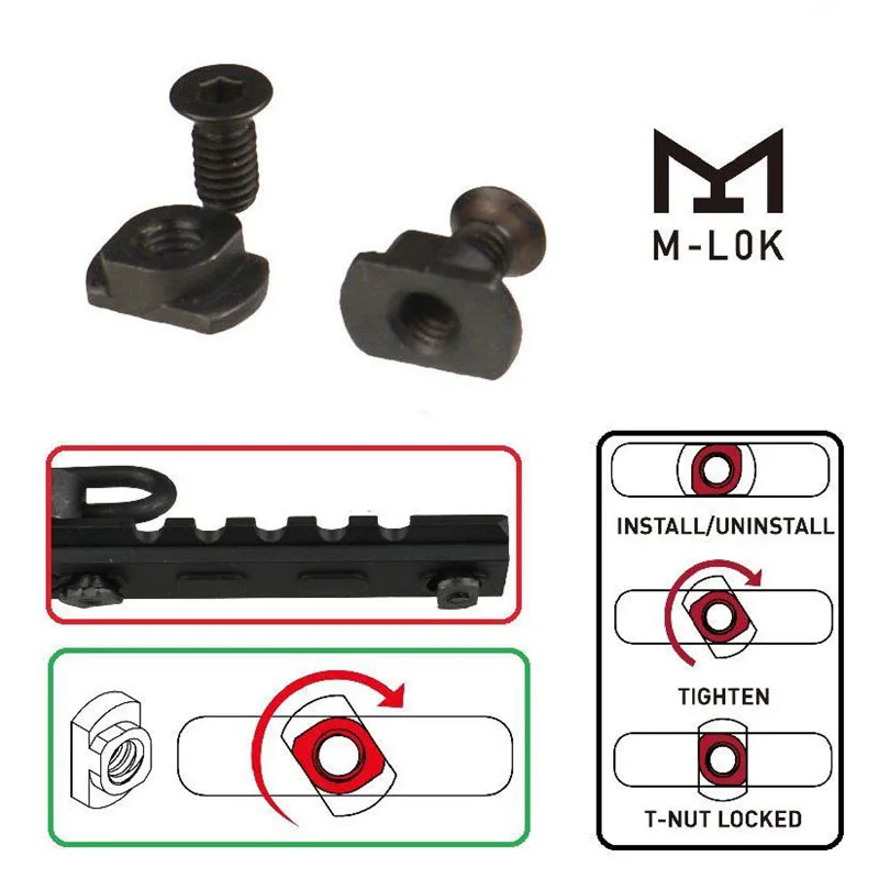 10 Pcs M-LOK براغي وصواميل استبدال ل MLOK Handguard السكك الحديدية الصيد