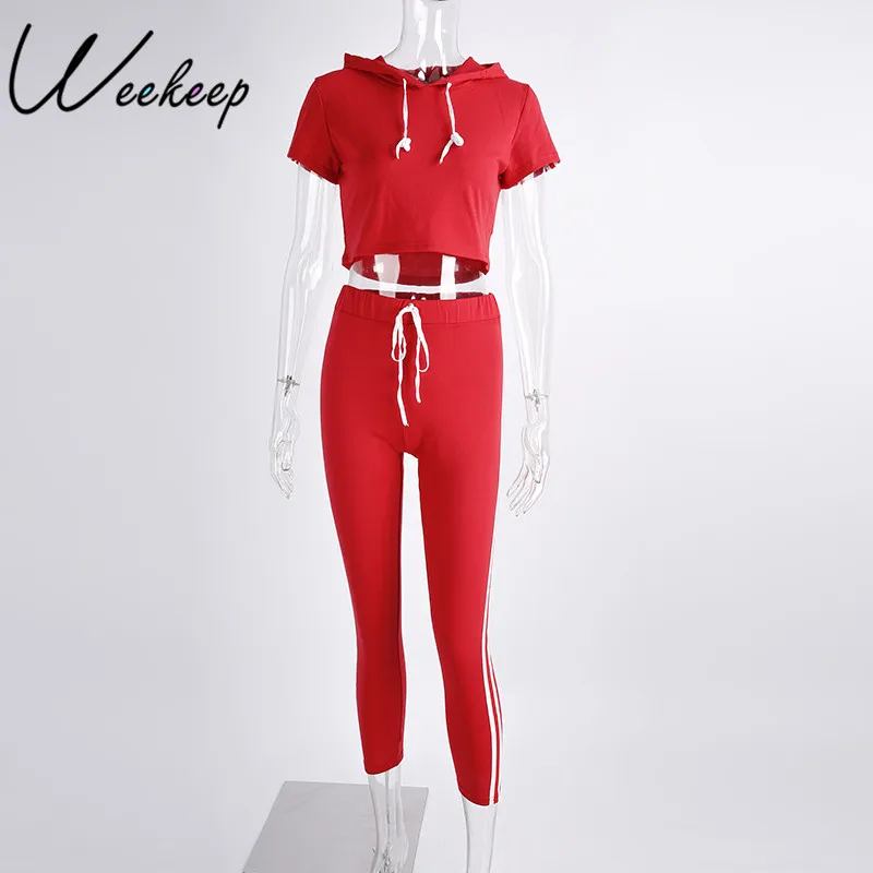 Women Brand Two Piece Set Side Striped Crop Top And Leggings Red Fitness Set JKP041 HTB1S.40RpXXXXa5XpXXq6xXFXXXB - Women Brand Two Piece Set Side Striped Crop Top And Leggings Red Fitness Set JKP041