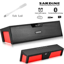 Gran potencia 10 W Sardina HIFI Altavoz bluetooth inalámbrico portátil, Barra de Sonido estéreo reproductor de TF FM radio subwoofer columna para ordenador