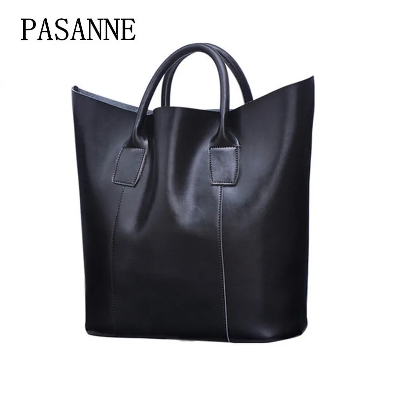 

New Fashion Genuine Leather Bags Large Women Leather Bag PASANNE Fashion Woman Shoulder Bag Female Handbag Bucket Bags Handbags