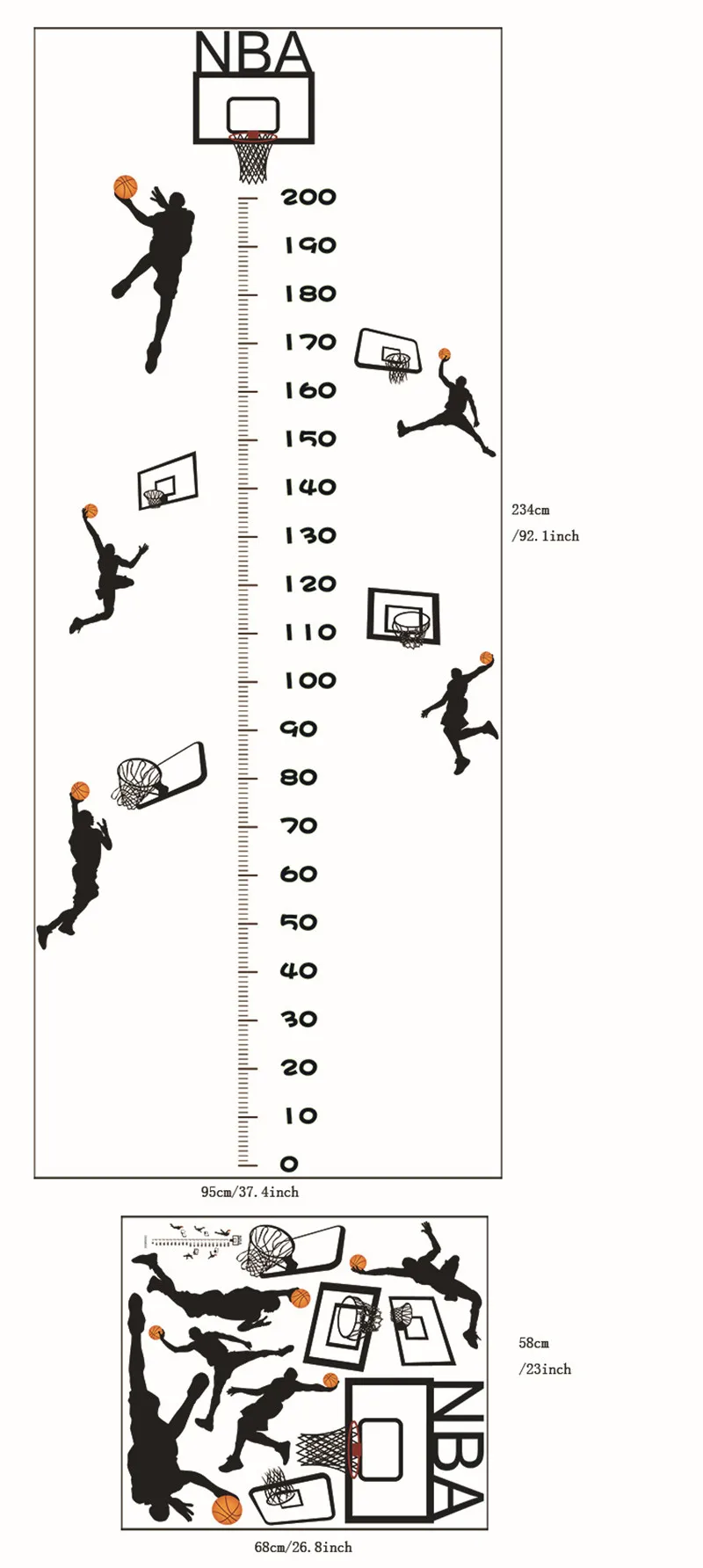 Высота наклейки на стены баскетбол буквы футбол DIY Творческий ПВХ самолет наклейки на стену для детских комнат