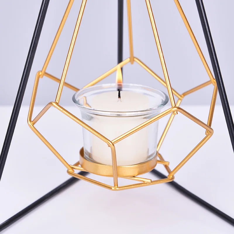 В скандинавском стиле, Золотая Геометрическая свеча, металлическая подсвечник, подсвечник с кованым железом, подвесная стойка, украшение для дома, ремесло