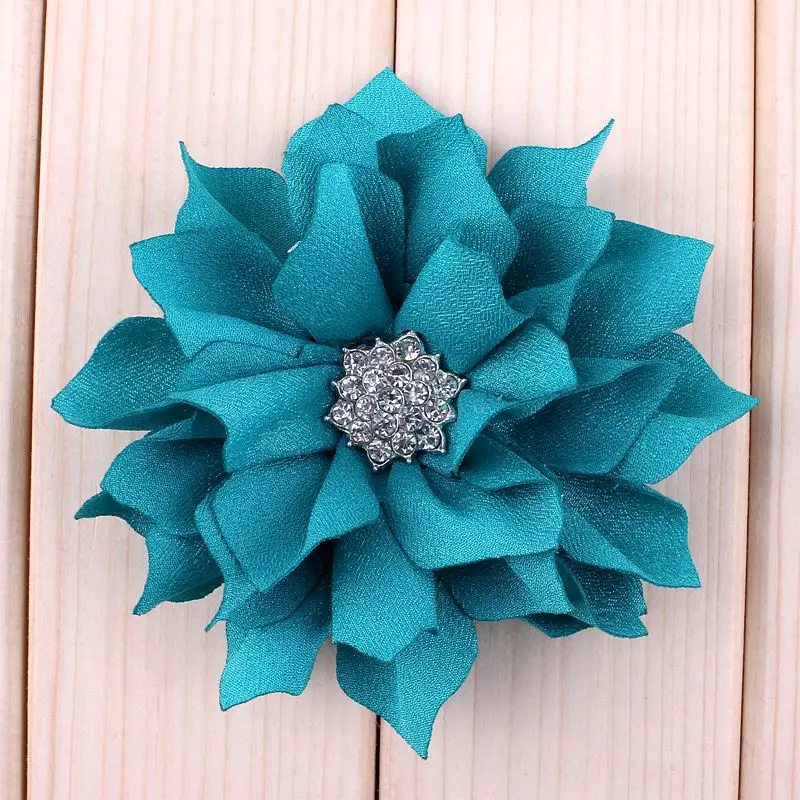 

1 Piece Size 9cm Fabric Flower Multilayered Sharp Angle Lotus With Crystal Handmade DIY Girl Headdress Flower Cloth Accessories