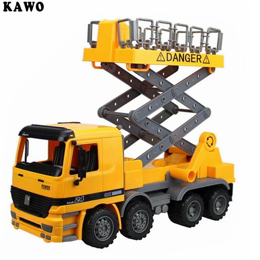 KAWO Friction Toy 122 Scale Vehicles Inertial Lighting Repair Car Can