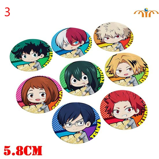 

Giancomics 5.8cm Hot Anime My Hero Academia Pins Set Plastic Badges Brooch Chest Button Cosplay Costume Collection Otaku Gift