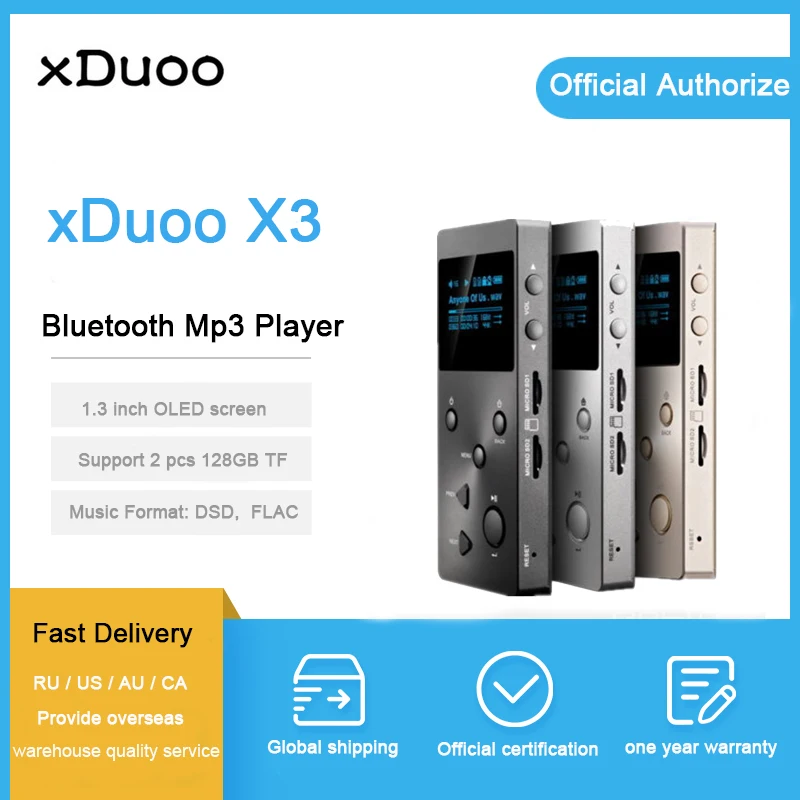

xDuoo X3 bluetooth mp3 player hi fi dsd dac decoder lossless flac players portable Sport volume control music player with screen