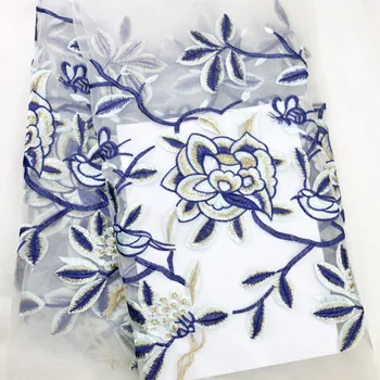 

2yards Organza embroidered fabric wedding dress fabrics African Tulle embroidery Lace Fabric
