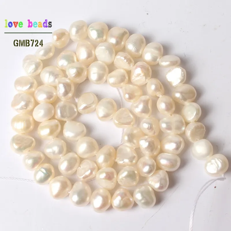 6-7mm Natural White Pink Freshwater Pearl Baroque Gem Irregular Beads Strand 15" for Bracelets Necklace Jewelry Making - Цвет: White