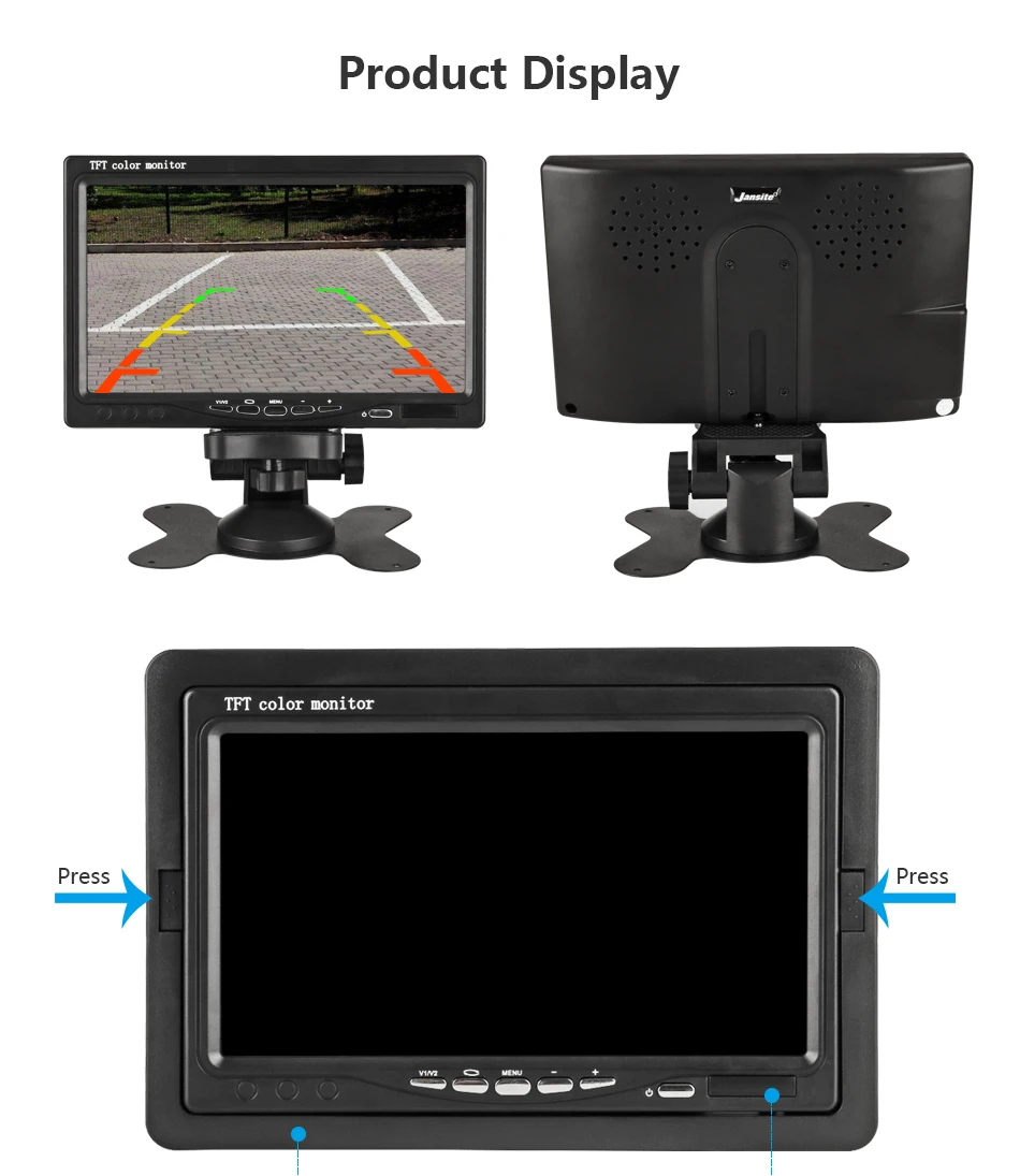 Jansite " проводной автомобильный монитор TFT lcd Автомобильный монитор заднего вида парковочная система заднего вида для резервной камеры поддержка DVD Fit автобус, грузовик