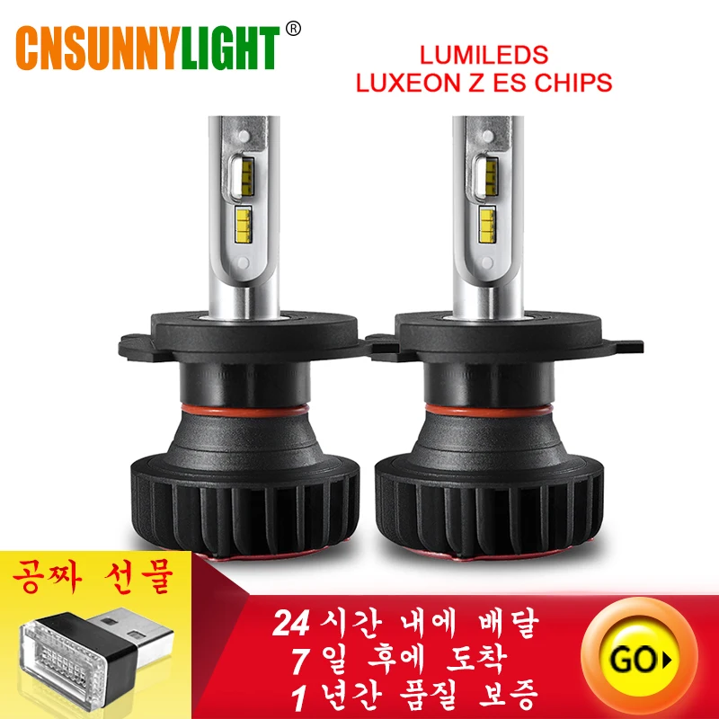 Beste CNSUNNYLIGHT Met Lumileds ZES Chips LED H7 H11 H4 H1 9900LM 72 W set 9005 Auto Koplamp Lamp 9006 H8 Fog lamp Koplamp 12 v 24 v