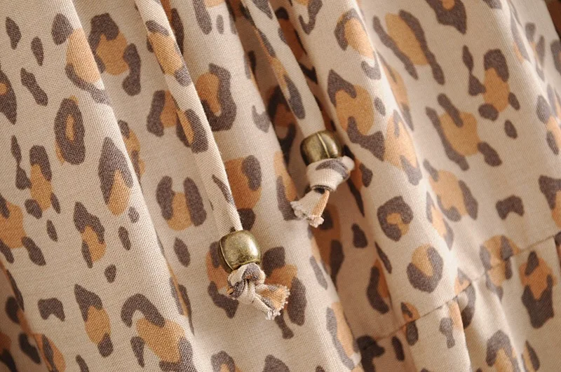 Богемная хаки леопардовая длинная юбка с принтом женская рубашка со строчкой плиссированная шнуровка вверх поток эластичная талия Юбка-миди пляж