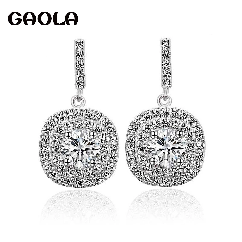

FIVE COLOR OPTIONS Brand Latest Design Glittering Cubic Zirconia Paved Halo Design Earrings,Wedding Jewelry Earrings GLE3694