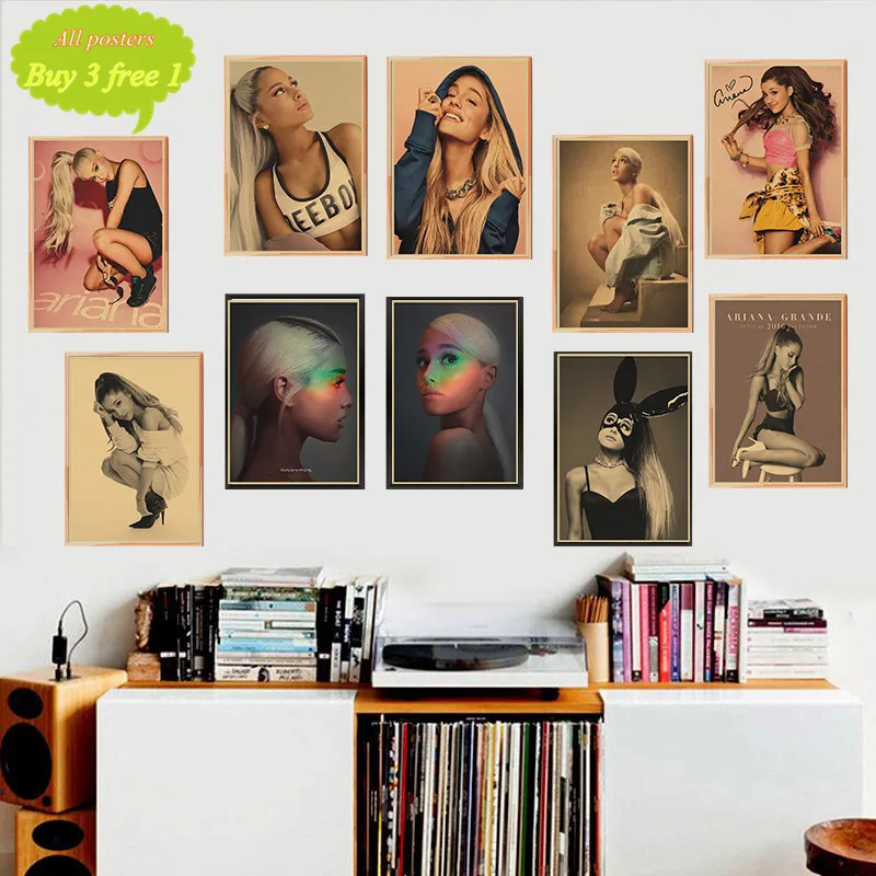 

Girl Sexy Ariana Grande Kraft Paper Poster For Living Room Wall Art Pictures for bedroom Decorative