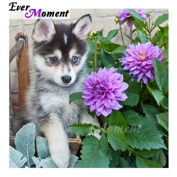 

Ever Moment Diamond Painting Dog Flower Full Square Drill 5D DIY Rhinestone Mosaic Diamond Embroidery Cross Stitch Decor 3F1176