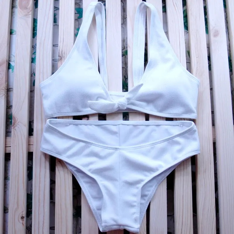 Buy Factory Direct Sale White Bikini Swimsuit Women Swimwear Bikinis Solid Sexy