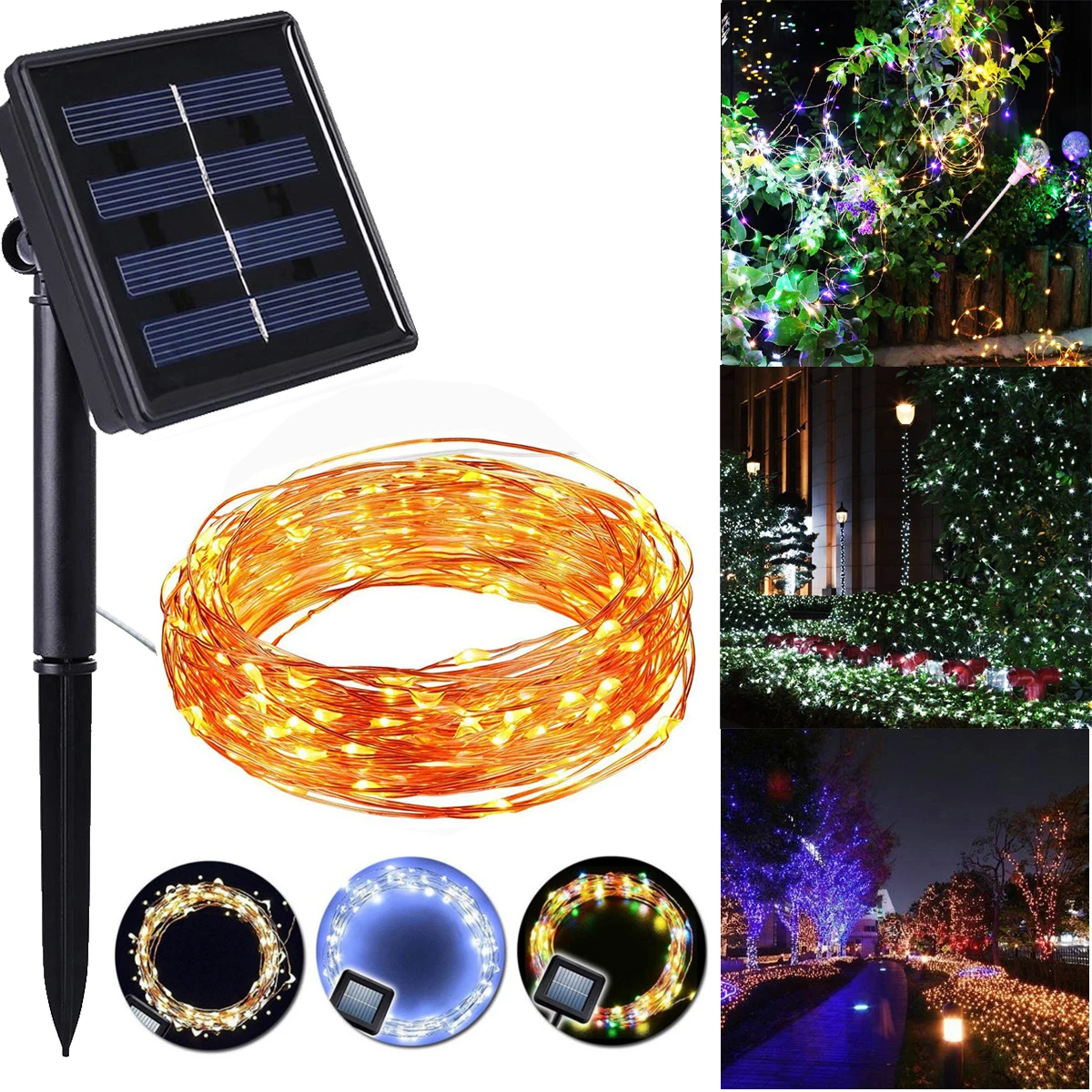 

solar LED Light 200 led 8 Mode Waterproof LED Copper Wire String Holiday Outdoor Christmas Party Wedding Decoration led strip