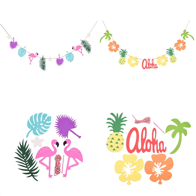 Flamingo And Pineapple Banner Bunting Summer Party Beach Party Birthday Photo Prop Tropical Party Hawaiian Party Decor