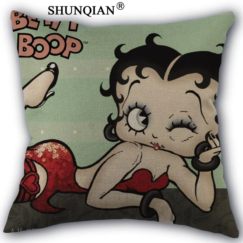 Пользовательские Подушки Детские случае Betty Boop высокое качество домашний текстиль хлопок льняной одна сторона Лидер продаж Подушки Детские Чехлы для мангала 45x45 см - Цвет: Pillow Cover