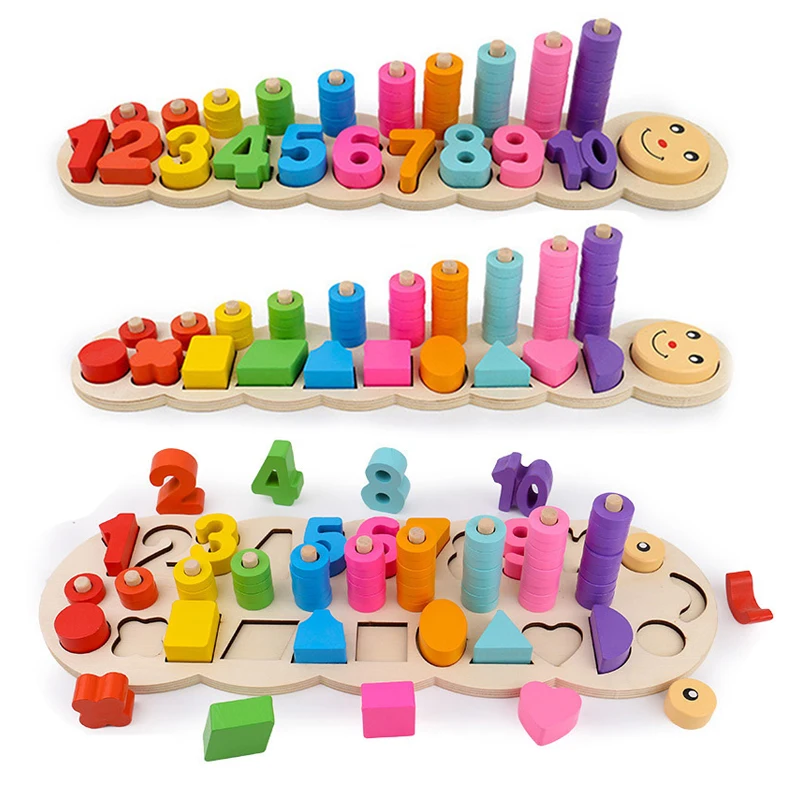 Children Montessori Educational Wooden Toys Kids Baby Count Numbers