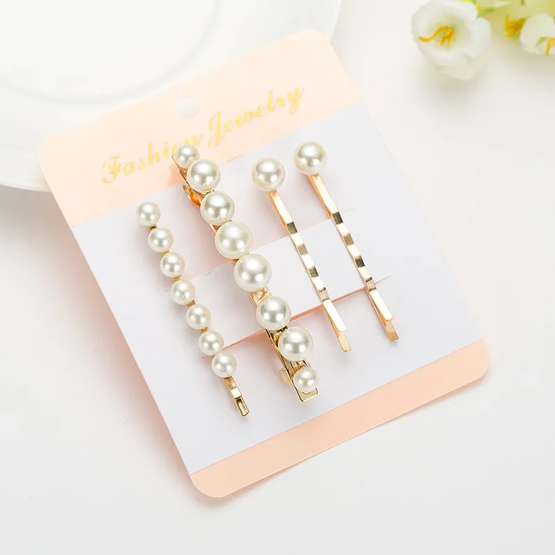 #WX3029 4pcs/set Pearl Hairpins Hair Clips Hairgri...