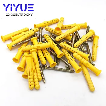 

25 Pcs 10 x 60mm Fibreboard Screws And Yellow Fish Shape Expansion Hardware Fasteners Tools Screws Self-tapping Screws