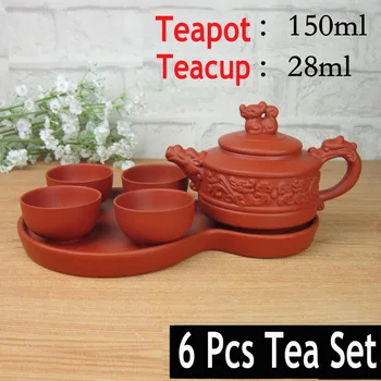 

Hot Sale 6 Pcs Kung Fu Tea Set [1 Teapot+1 Tray +4 Cups] Chinese Porcelain Sets Ceramic Gongfu Gaiwan Yixing Clay Tea Portable