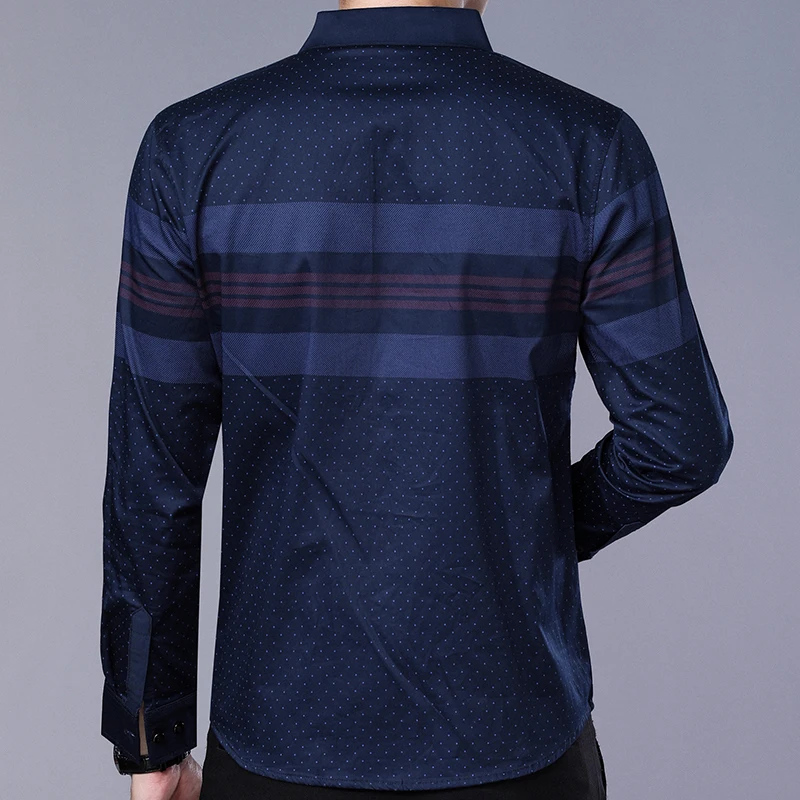 2019 الاجتماعية كم طويل مخطط مصمم قمصان الرجال صالح سليم خمر أزياء قميص رجالي رجل اللباس جيرسي ملابس كاجوال 36780