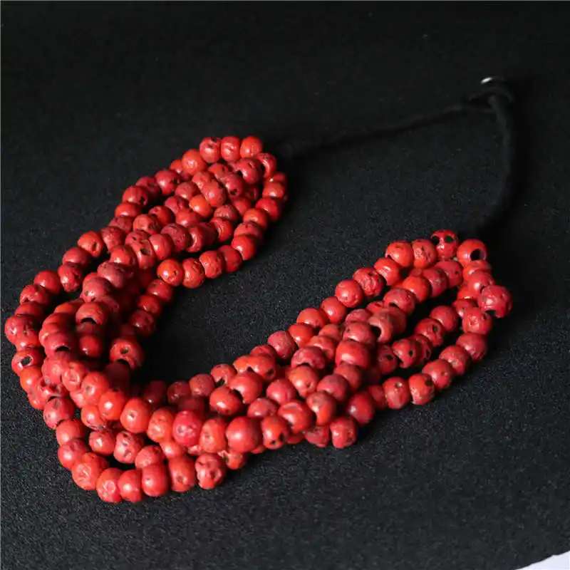 

TNL190 Nepal Antiqued Lampwork Beaded Necklace Multi Layers Aqua Red
