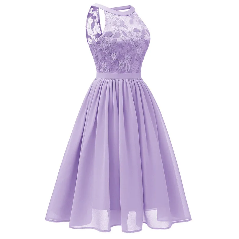   Women Summer Vintage Princess Floral Lace Dress Cocktail Elegant Dress Neckline Party Aline Mini Swing Dress#4M11 (13)