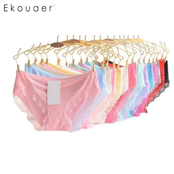

Ekouaer 10PCS/Pack Women UndeRwear Panties Random Color Soft Lift Hip Breathable Low Waist Panty Sexy Cotton Underwear Briefs