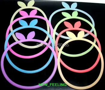 

100pcs/lot Mixed Color Rabbit Earr Design Noctiucence Fluorescence Stretch Silicone Bracelet Wristband Rubber Hairbands