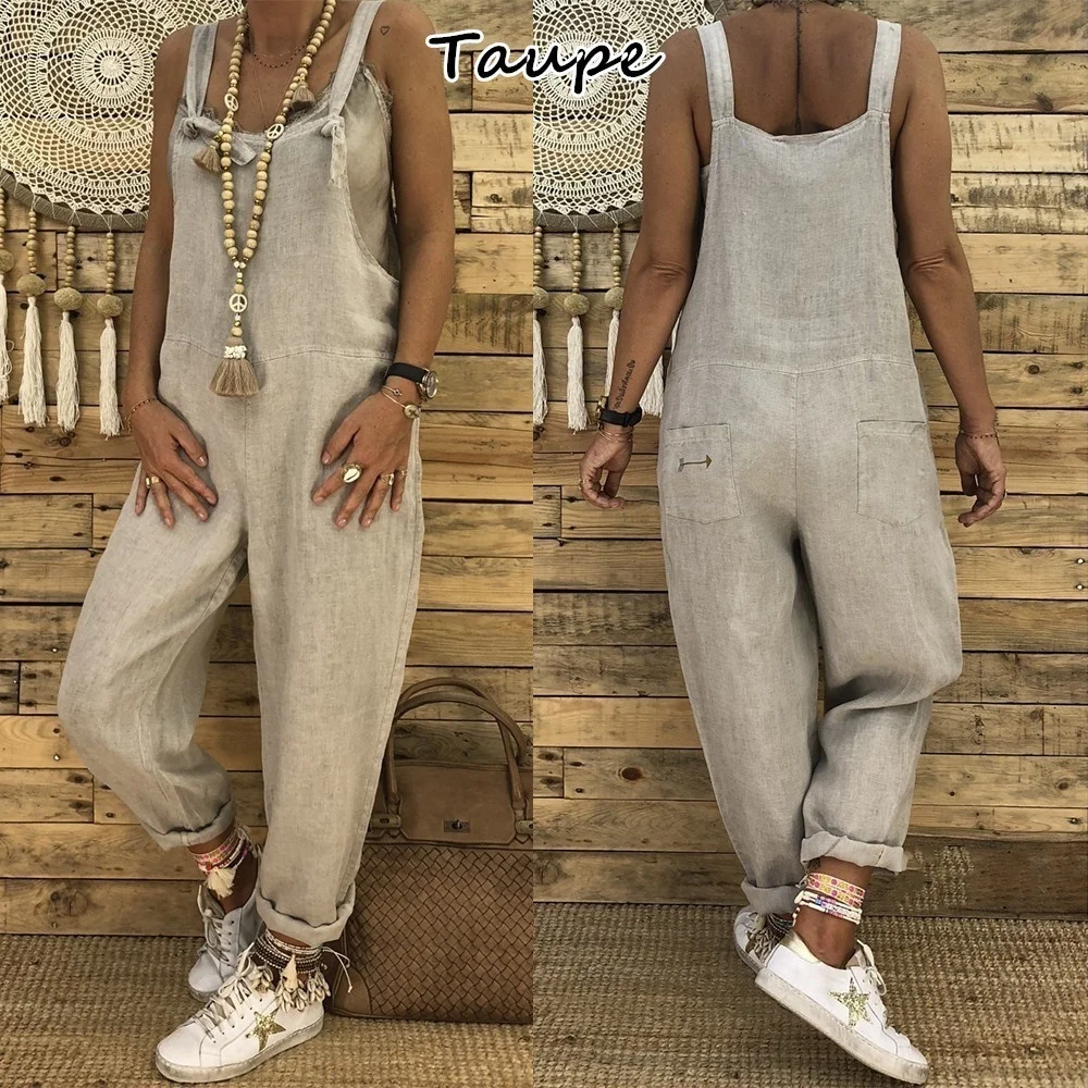 Womens Casual Jumpsuits Overalls Baggy Bib Pants Plus Size Wide Leg Rompers