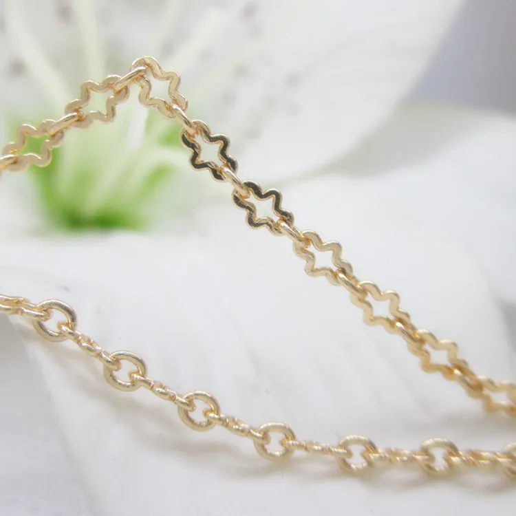 

2 Meters 2.5MM 24K Champagne Gold Color Copper Oval and Wave Link Necklace Chains High Quality Diy Jewelry Findings Accessories