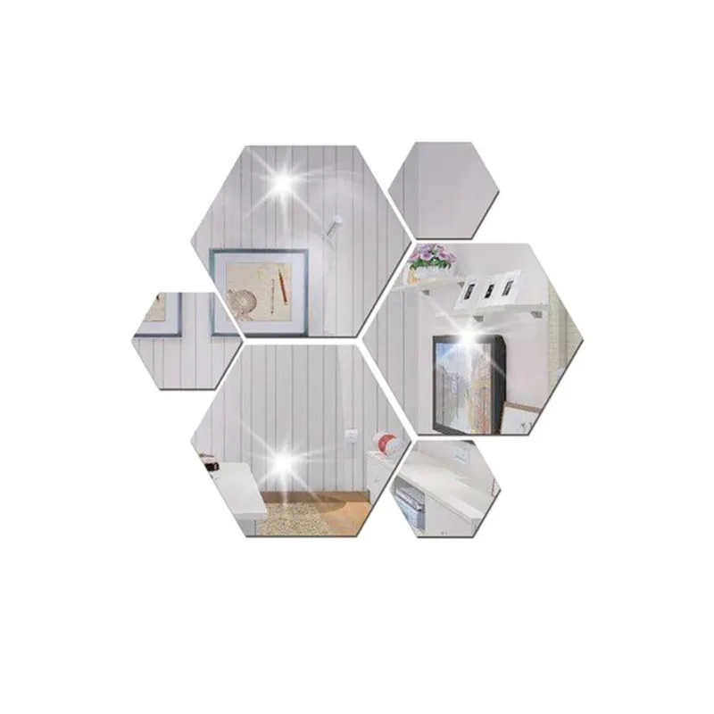 Stickers on the wall 7Pcs 3D Mirror Hexagon Vinyl Removable Wall Sticker Decal Home Decor Art DIY Drop shipping product X0719#304