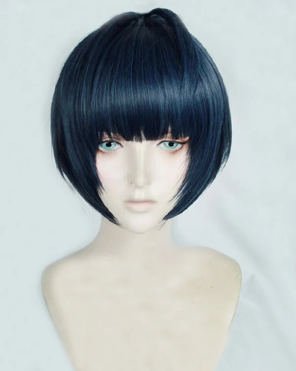 

P5 Persona 5 Tae Takemi Short Blue Black Mixed Heat Resistant Hair Cosplay Costume Wig + Wig Cap