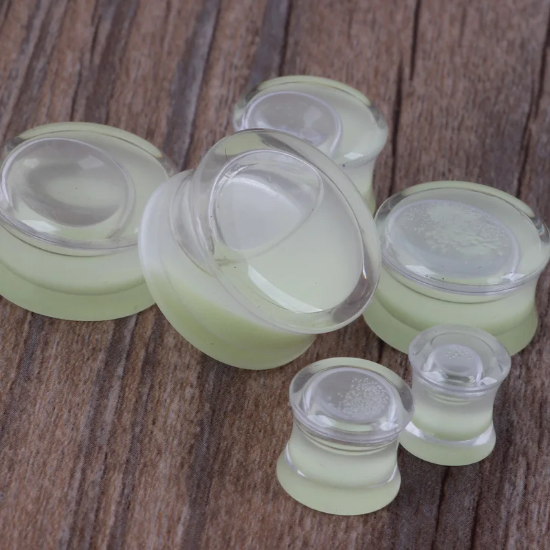 Wholesale 60pcs/lot Mix 6-16mm New Style Acrylic Body Jewelry Glow In the Dark Liquid Ear Flesh Tunnel Plug Fit Gagues