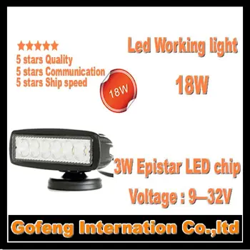 

1PCS/LOT 2014 high quality DC10-30V IP67 18w led car work light flood Beam working Offroad Truck epistar chip lamp free shipping