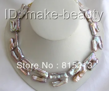 

ddh001166 stunning big 32mm baroque lavender reborn keshi freshwater pearl necklace