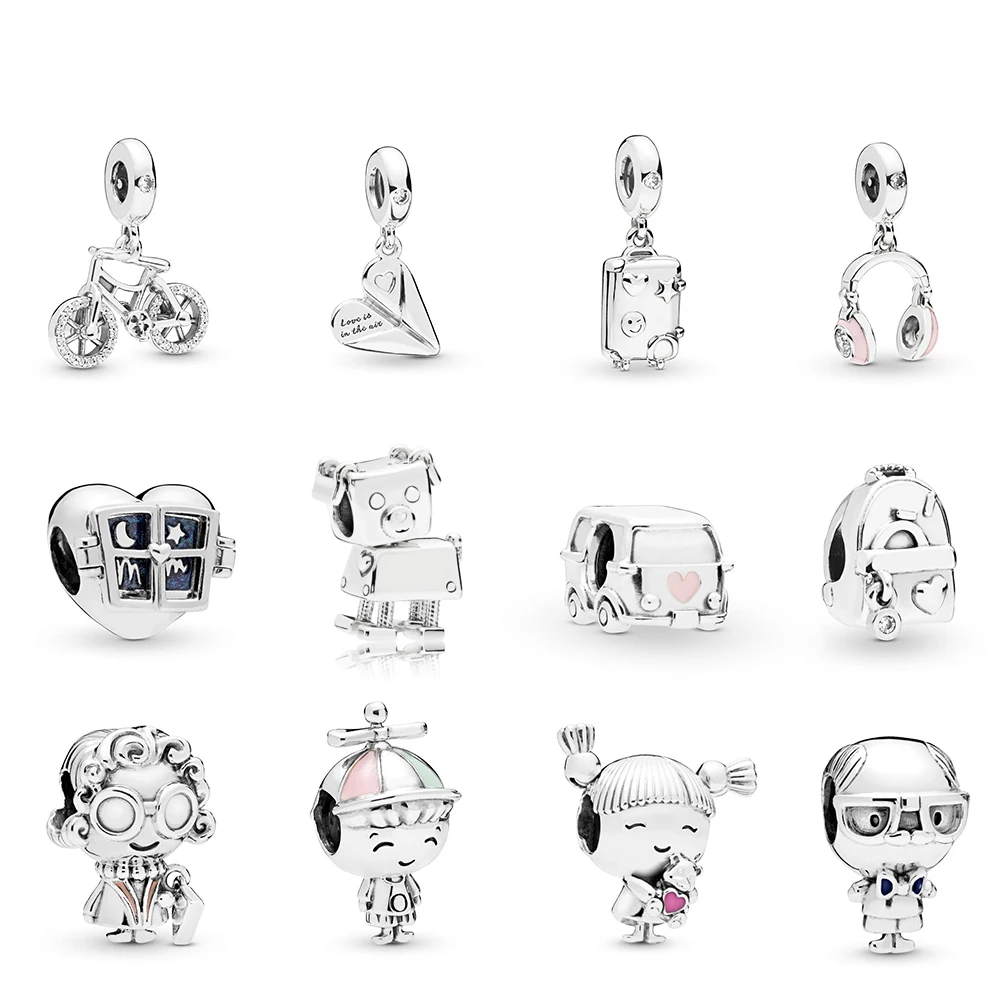 

Silver Esterlina 925 Moments Of Life Visualization Van Bicycle Sack Hanging Family Charm Bead Launched In Succession