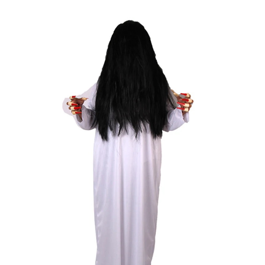 Halloween Scary Costume for Women Man Party Gothic Ghost Sadako Vampire Horror Terrify Gown Wig Room Escape Stage Performance